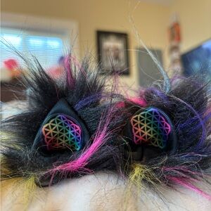 iHeartRaves Rainbow Furry Cat Ears